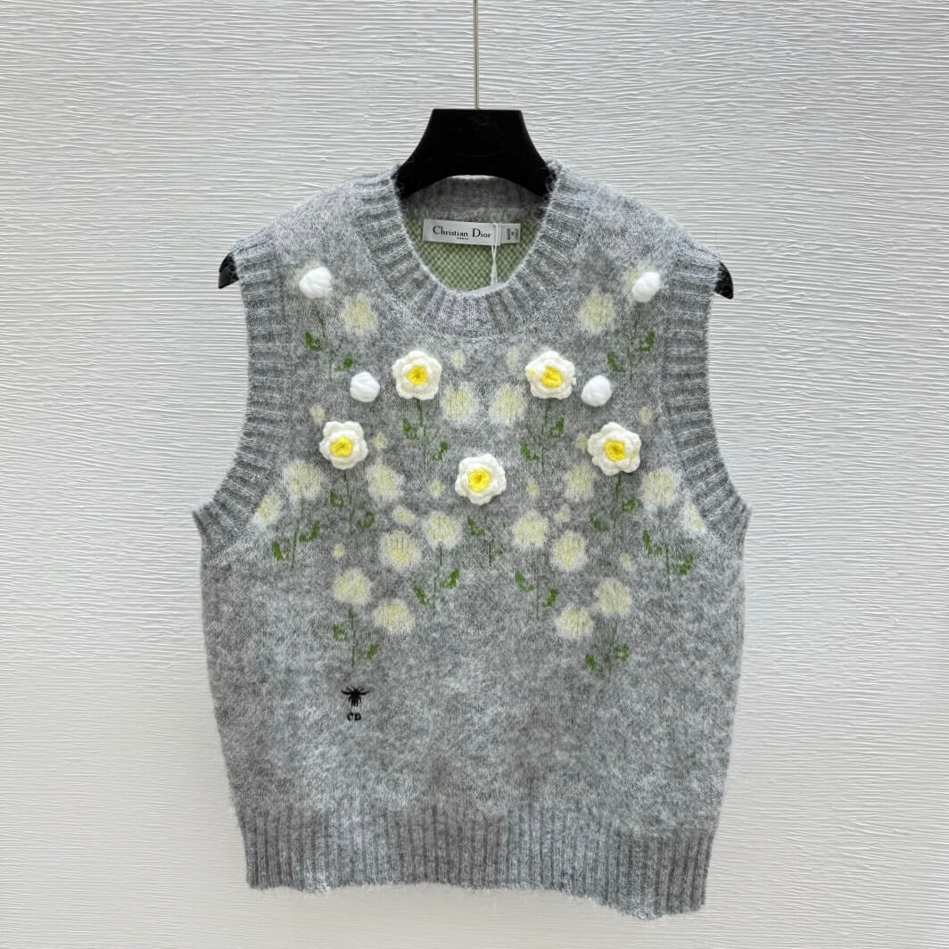 Vintage 3D Floral Knit Vest