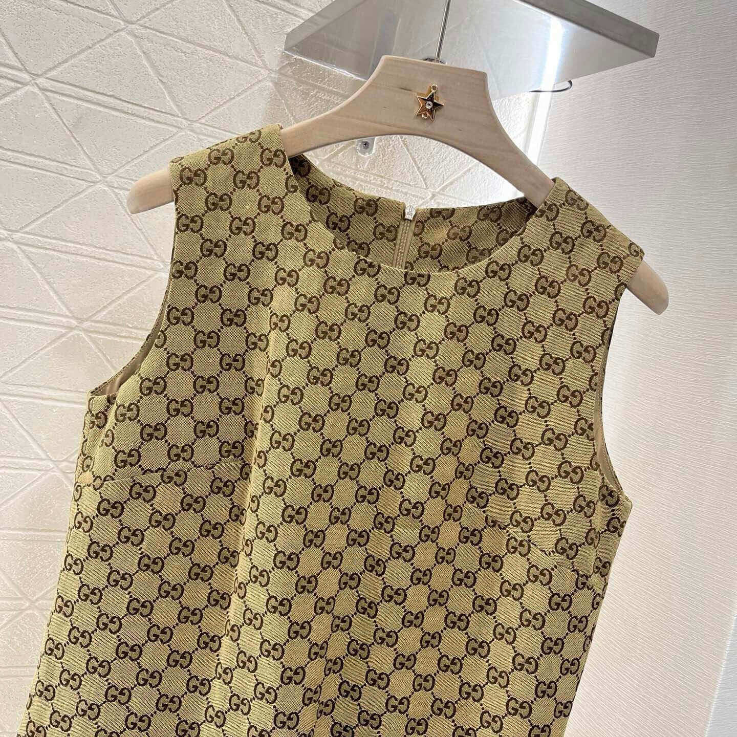 Sleeveless Pleated Jacquard Vest Dress