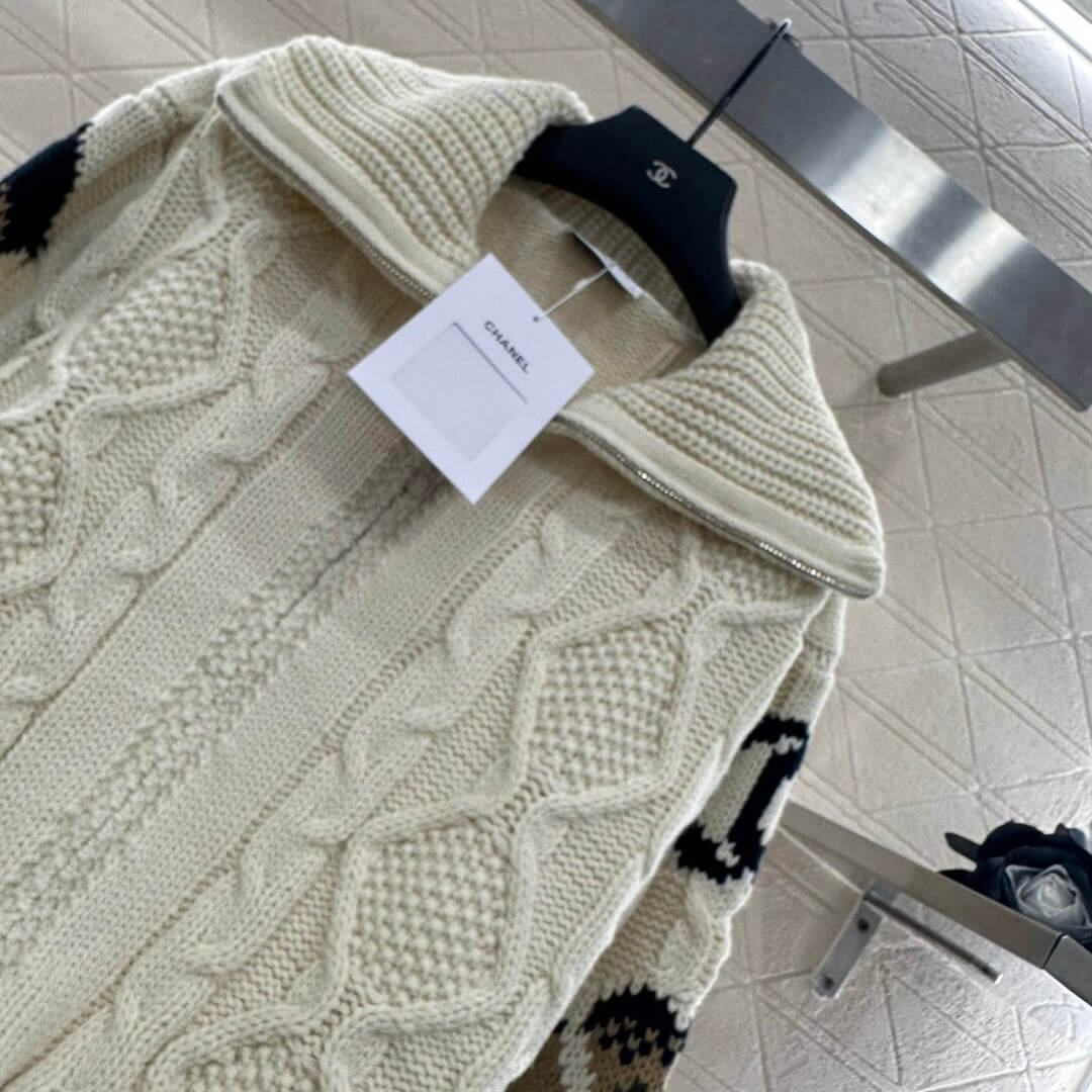 Classic Zipper Crochet Knit Coat