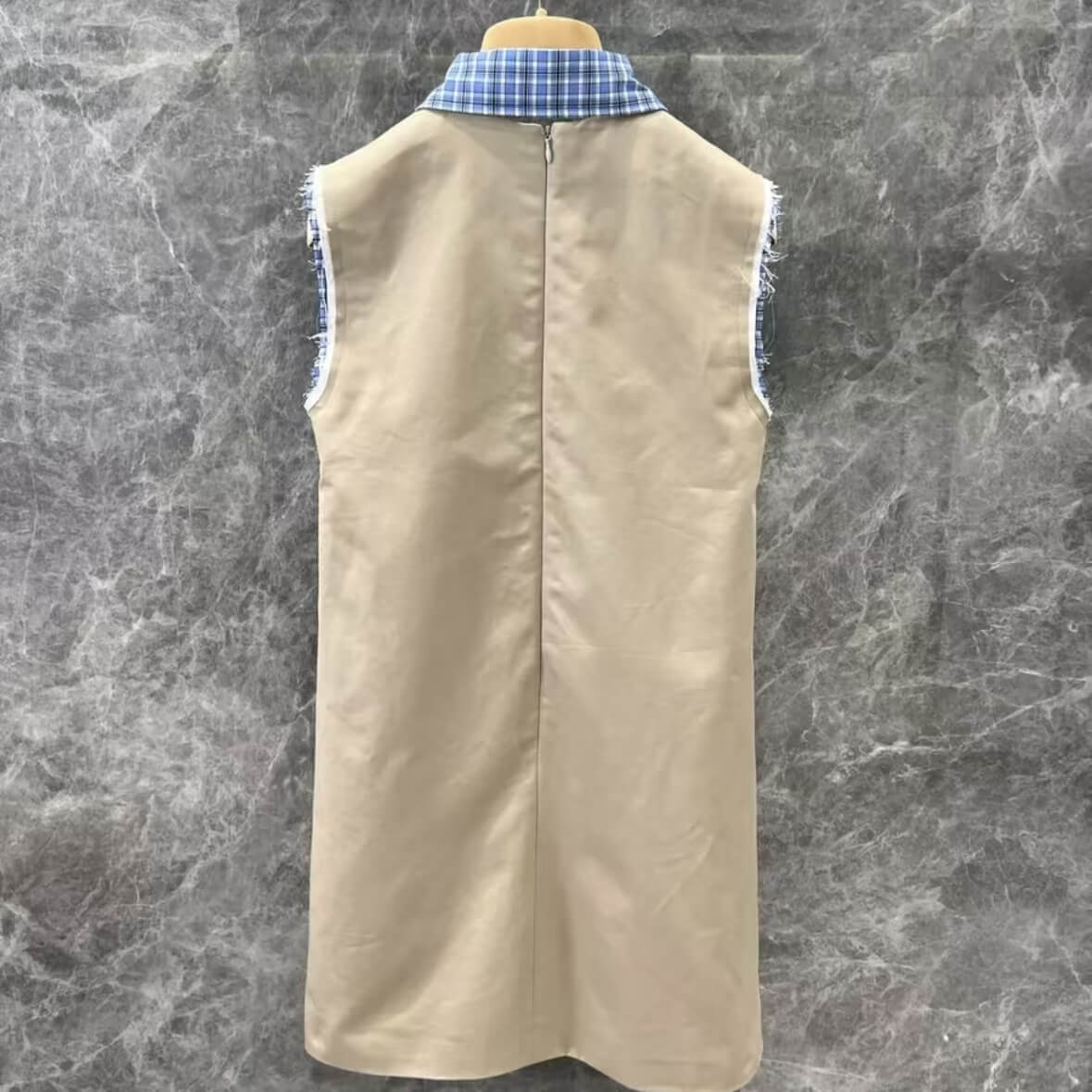Classic Casual Color-Block Plaid Sleeveless Dress