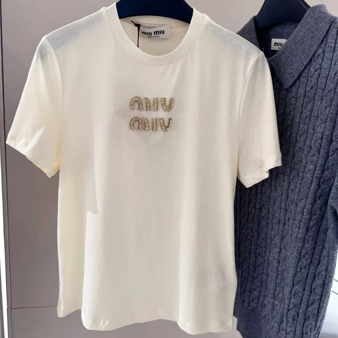 Trendy Diamond-Embellished Letter T-Shirt