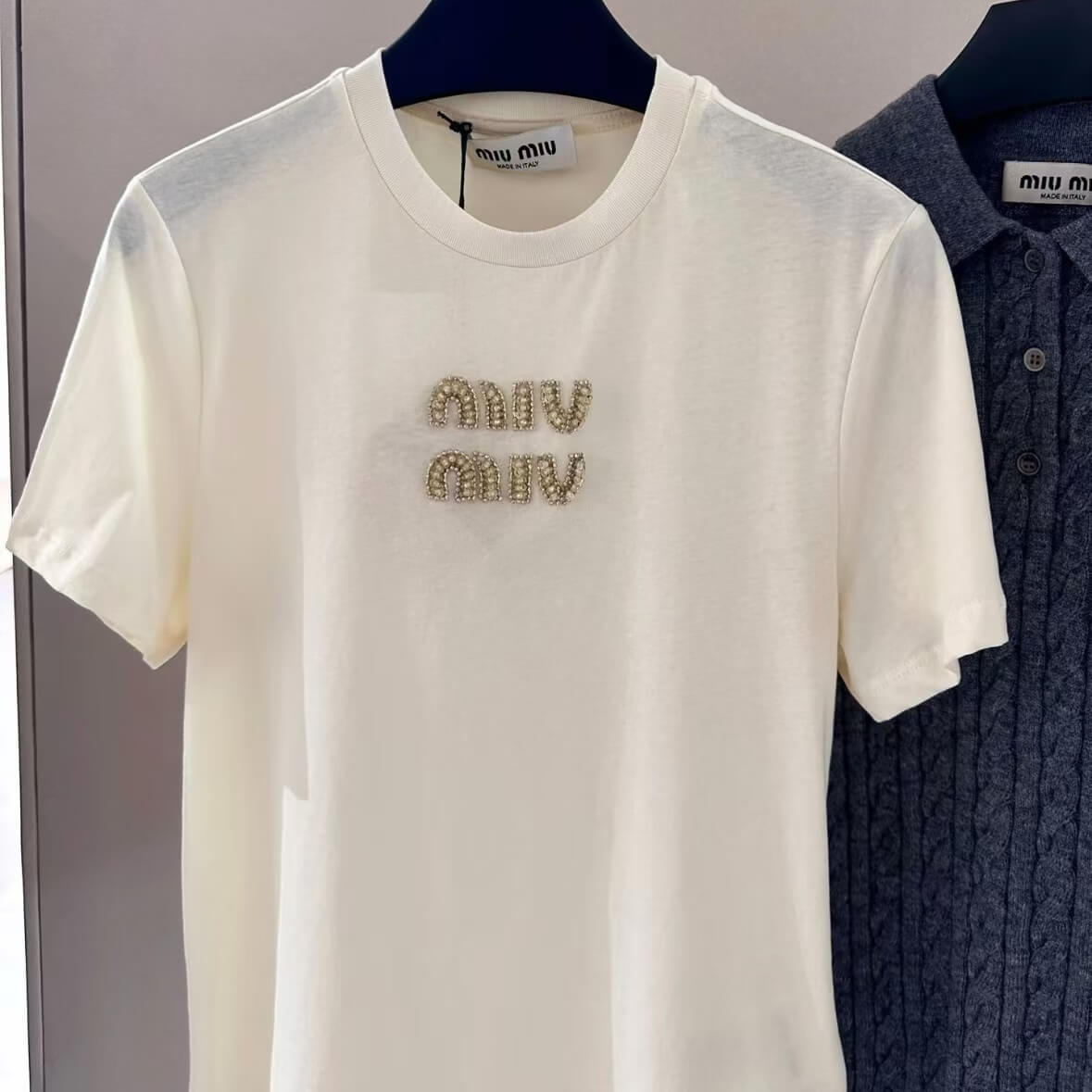Trendy Diamond-Embellished Letter T-Shirt
