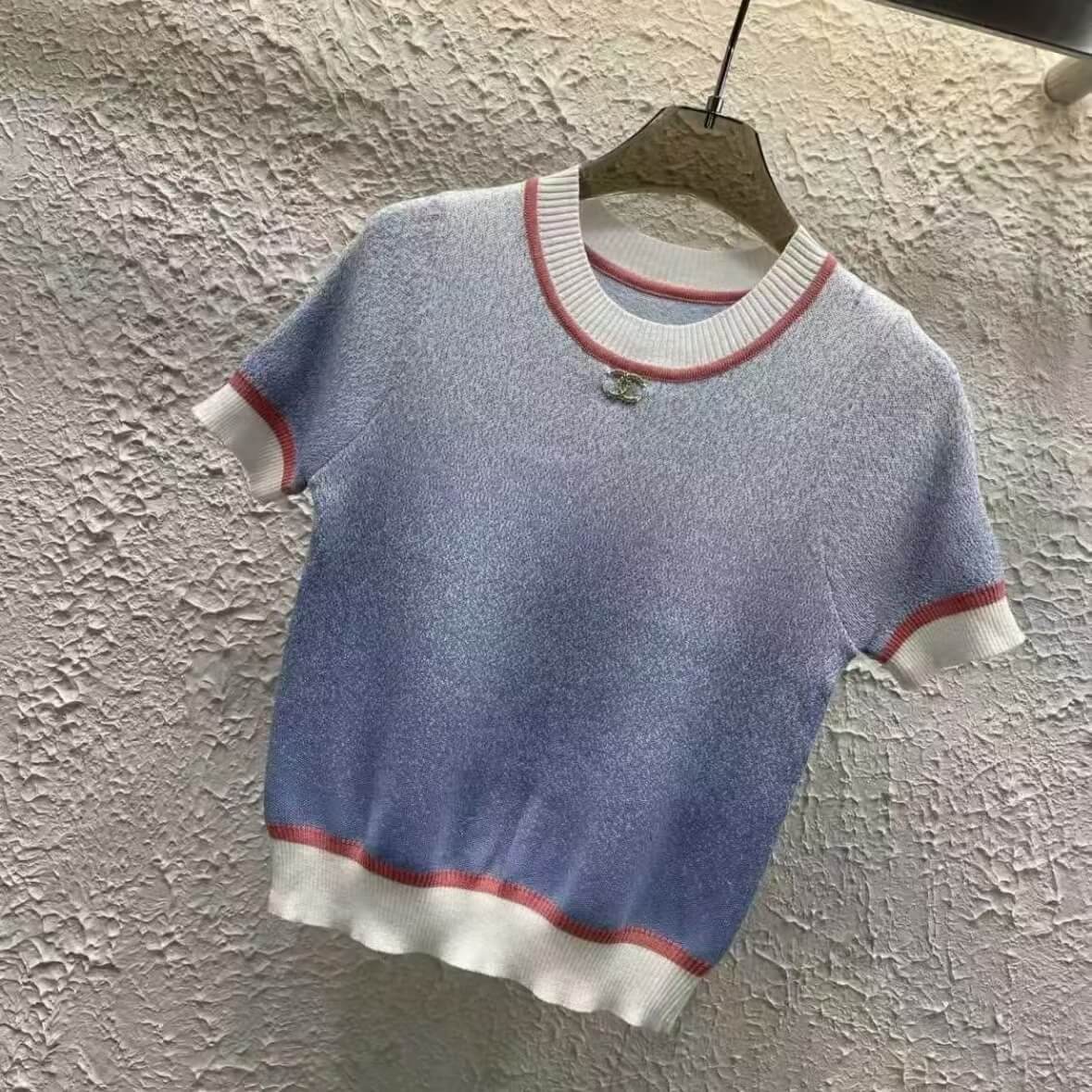 Fashionable Gradient Knitted Short Sleeve