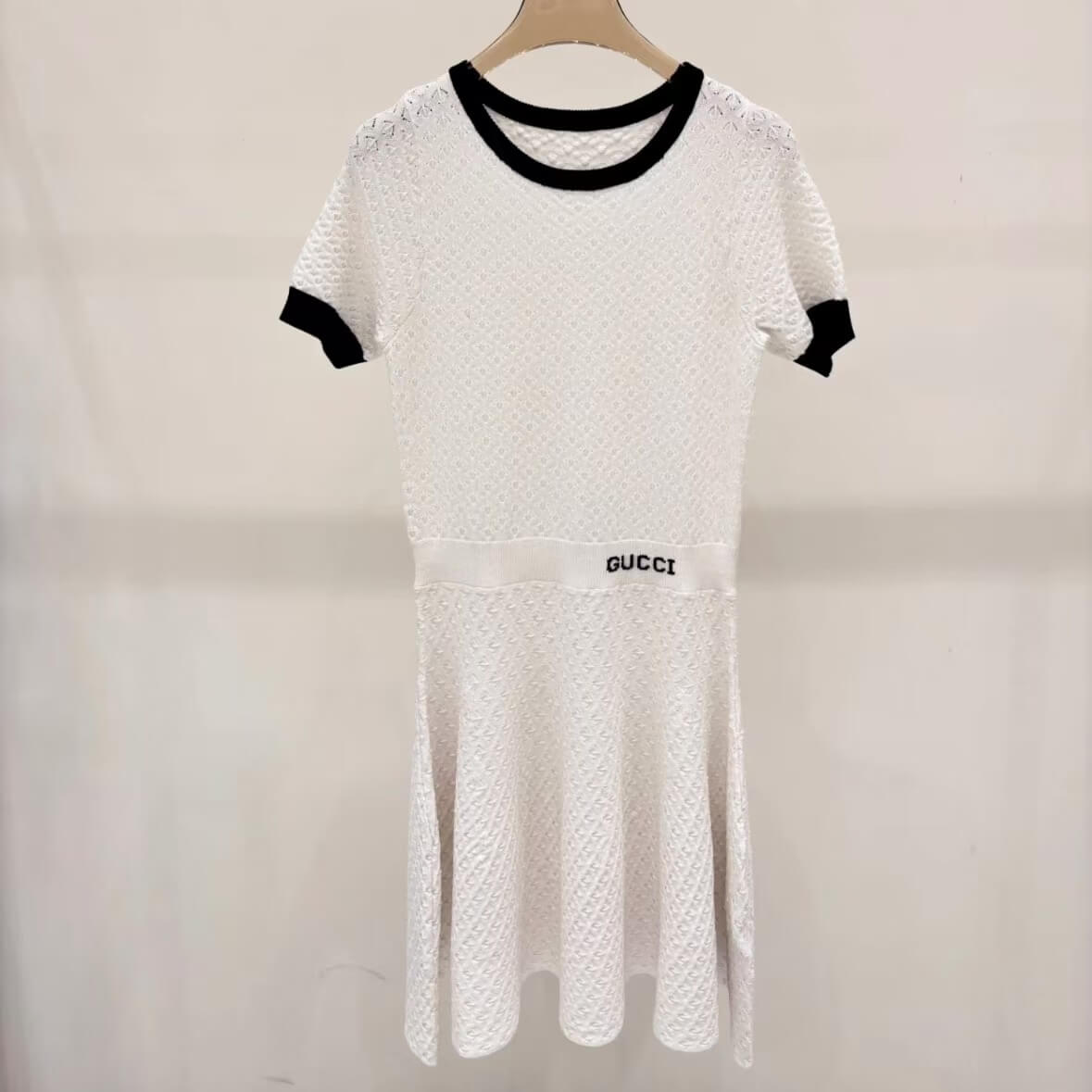 Fashion Stretch Waistband Round-Neck Dress