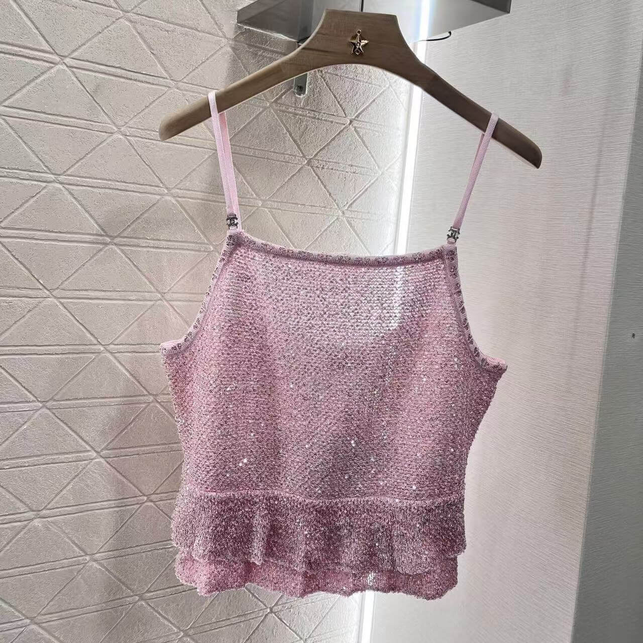 Trendy & Sexy Lace Trim Sequin Camisole