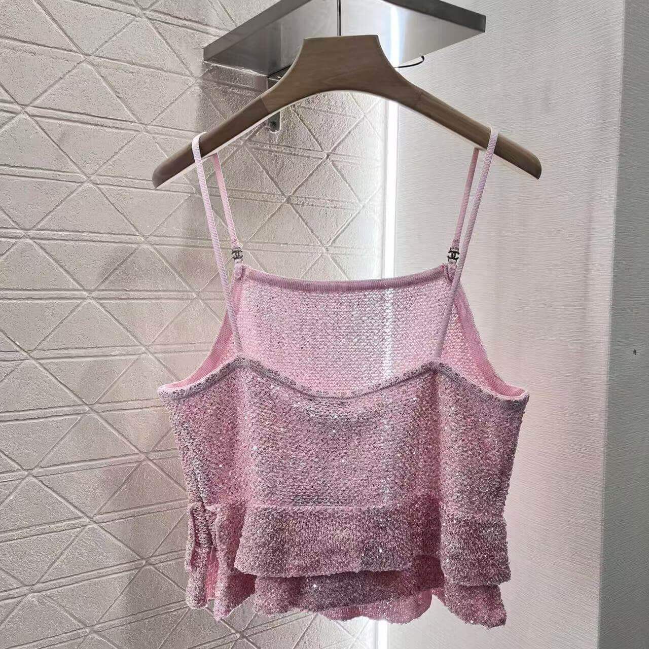 Trendy & Sexy Lace Trim Sequin Camisole