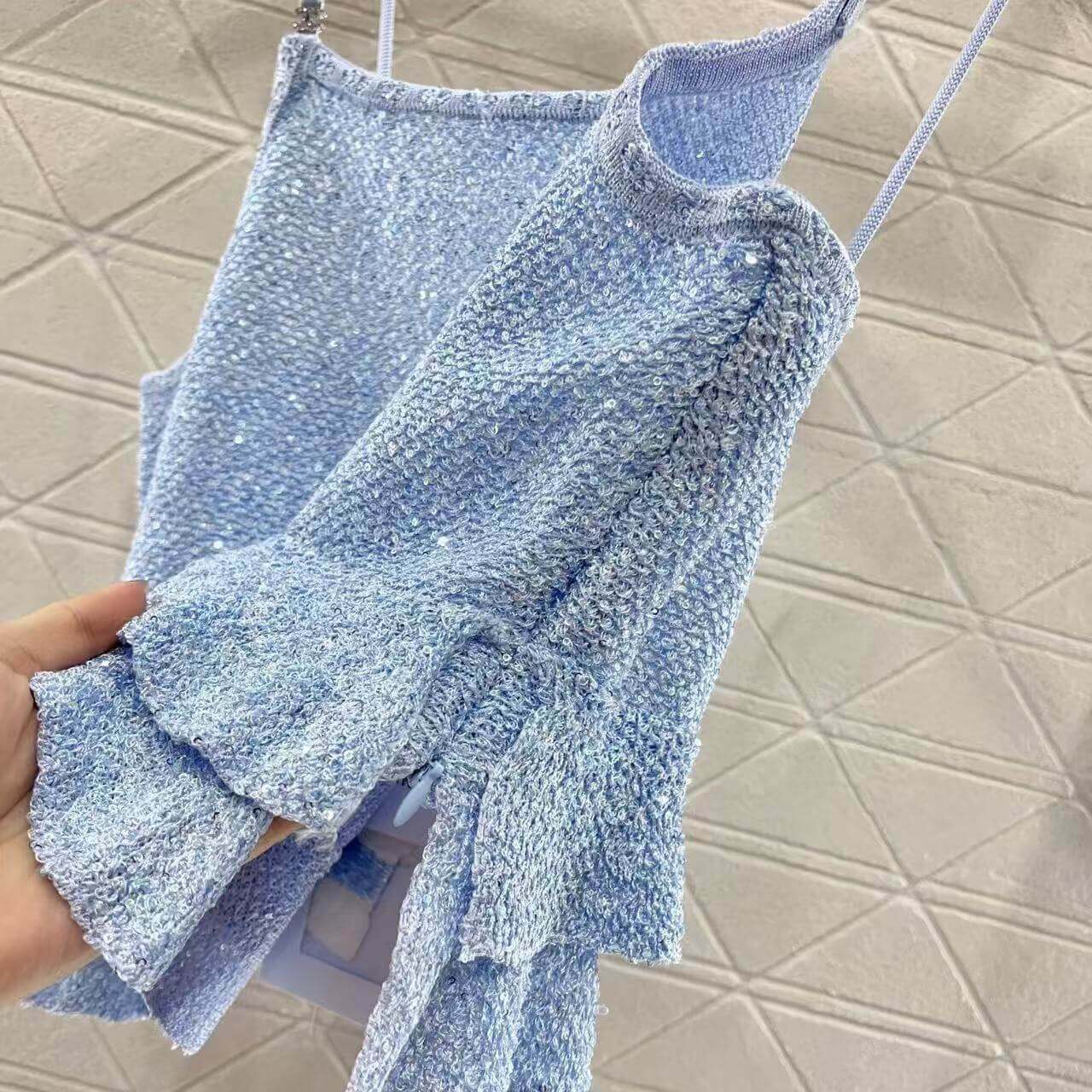 Trendy & Sexy Lace Trim Sequin Camisole