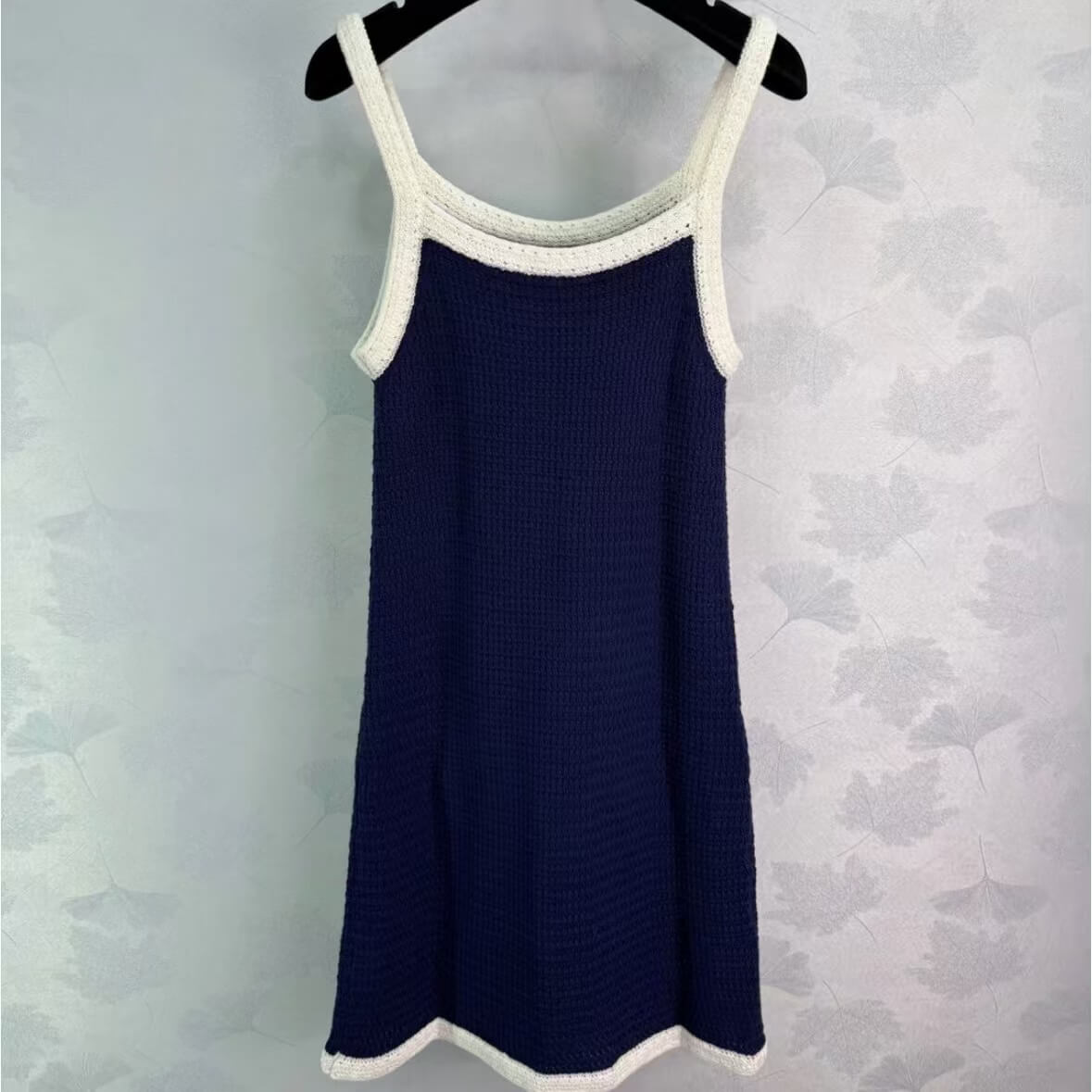 Elegant Navy Blue Knit Camisole Dress