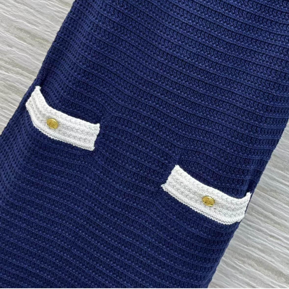 Elegant Navy Blue Knit Camisole Dress