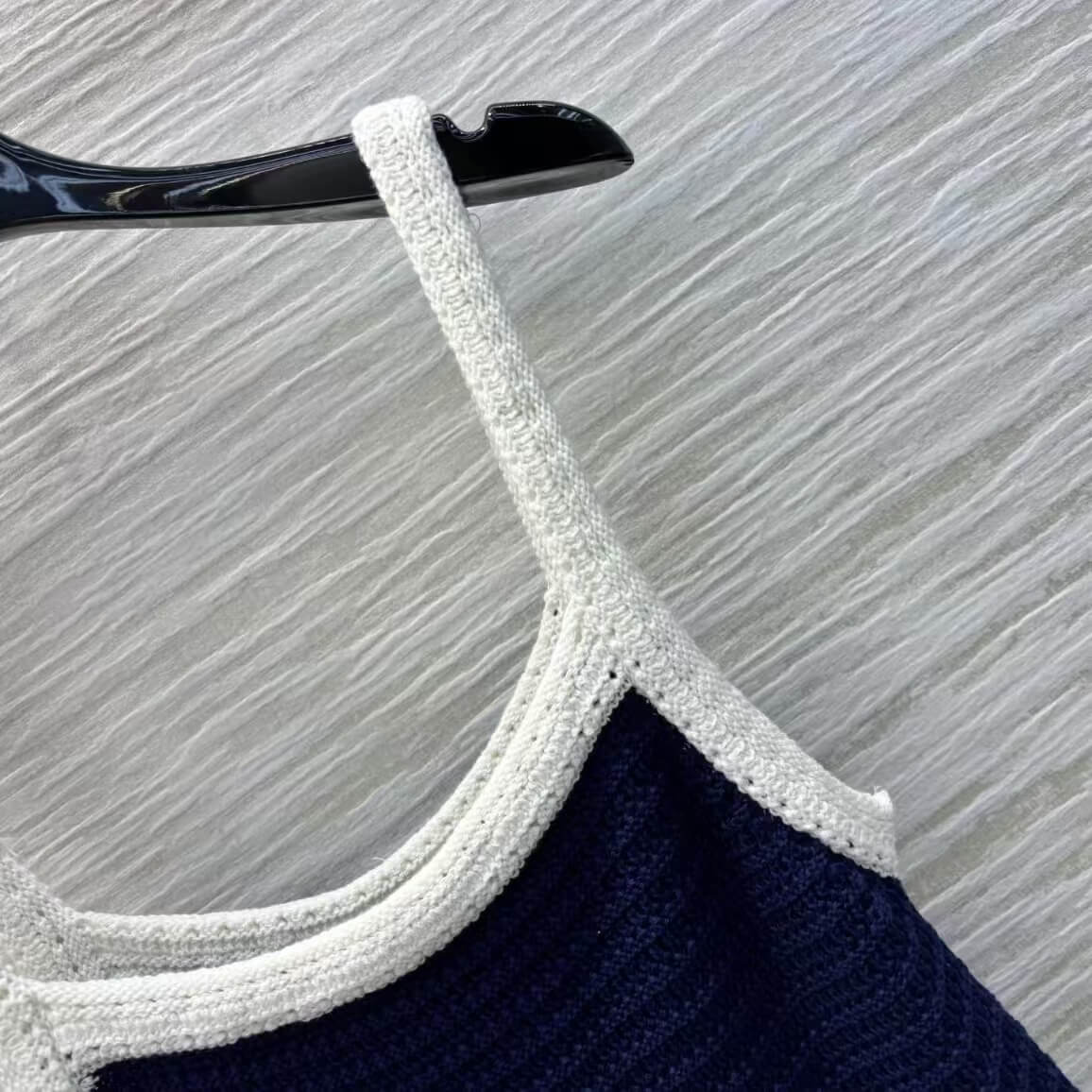 Elegant Navy Blue Knit Camisole Dress