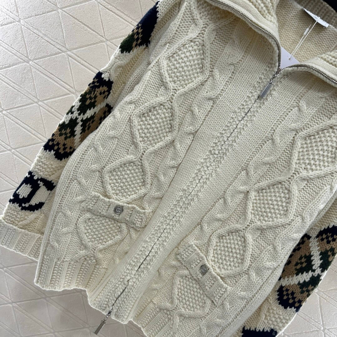 Classic Zipper Crochet Knit Coat