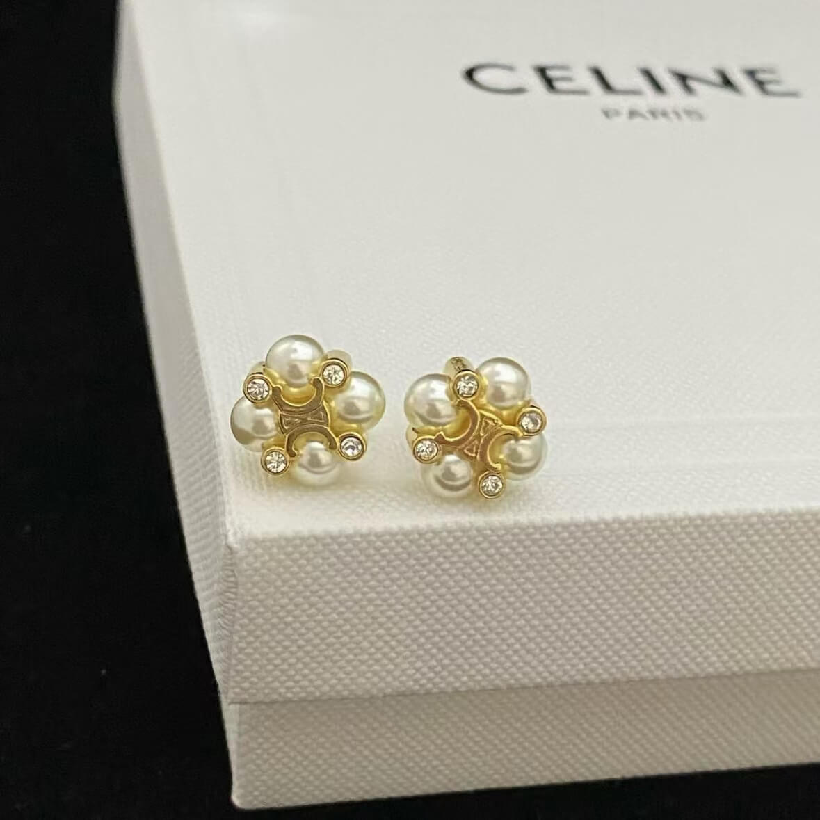 Pearl & Diamond Floral Stud Earrings