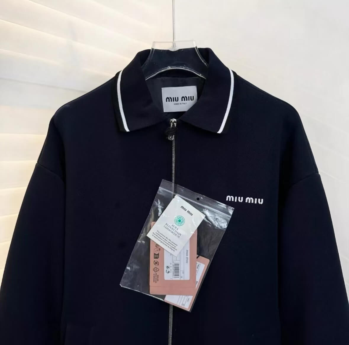 Classic Color-Block Polo Collar Zippered Jacket