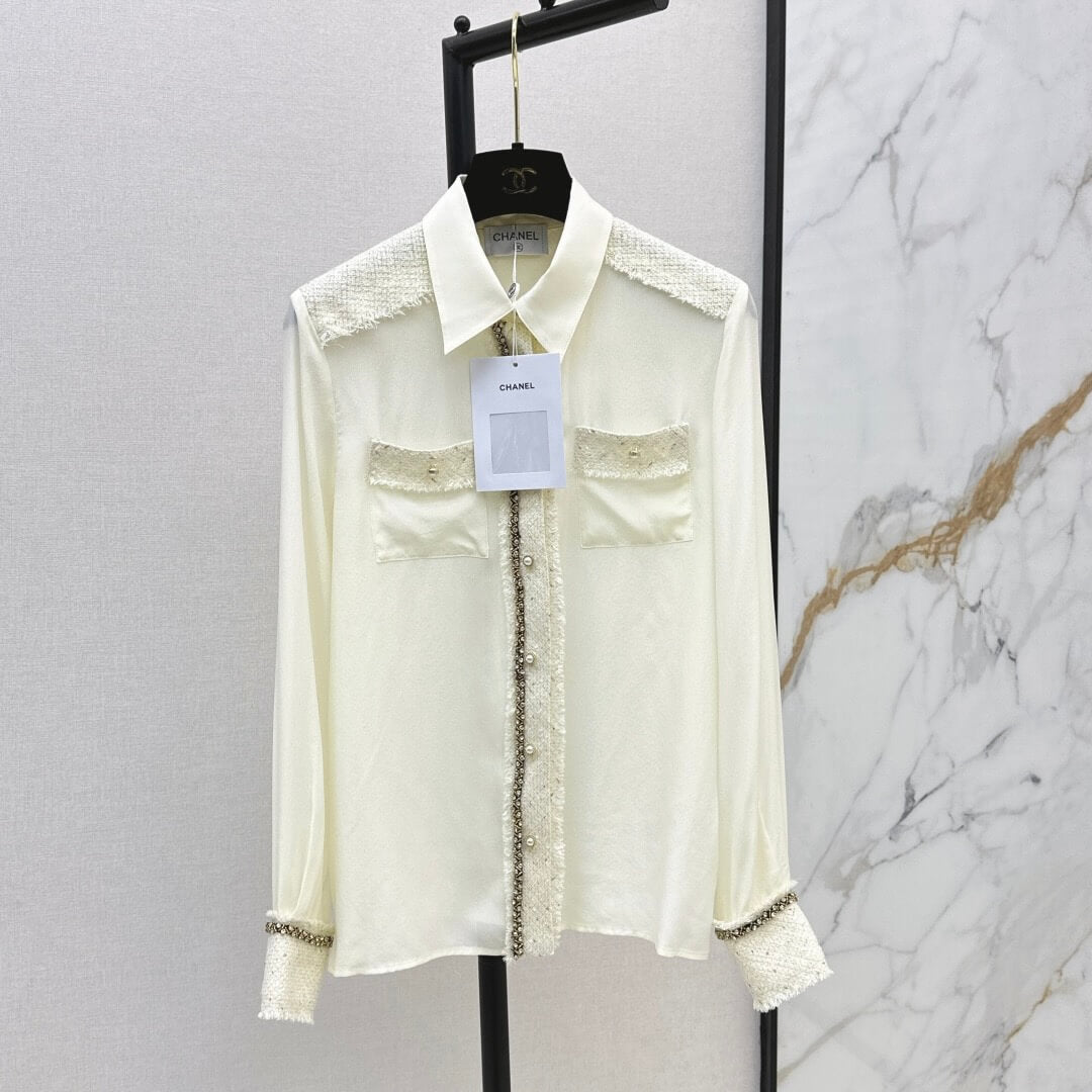 Elegant Woven Patchwork Silk Shirt