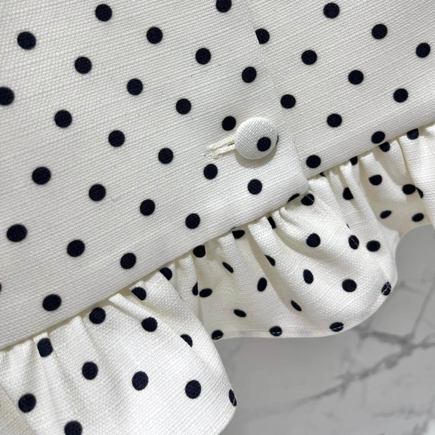 Ruffle Button Polka Dot Crop Jacket