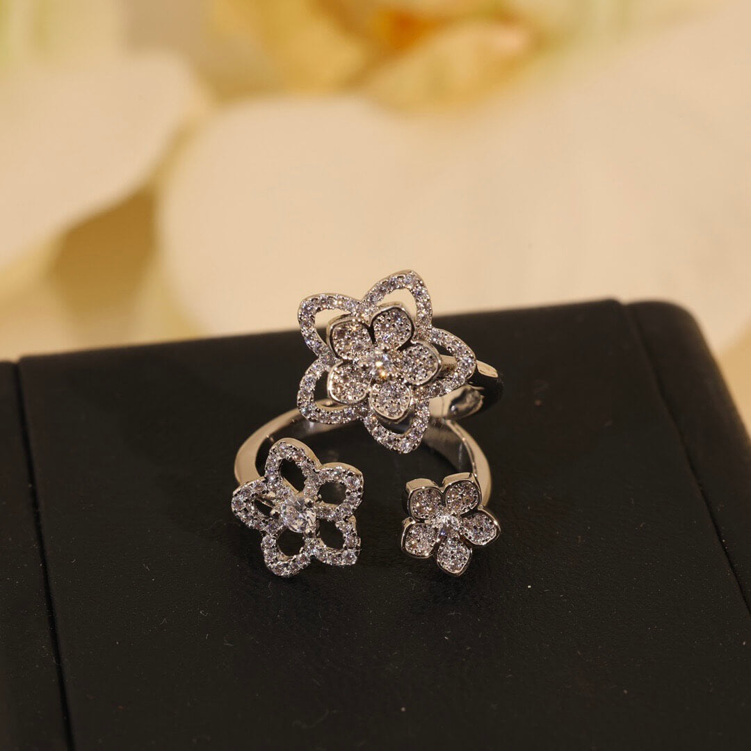 Three-Flower Adjustable Ring