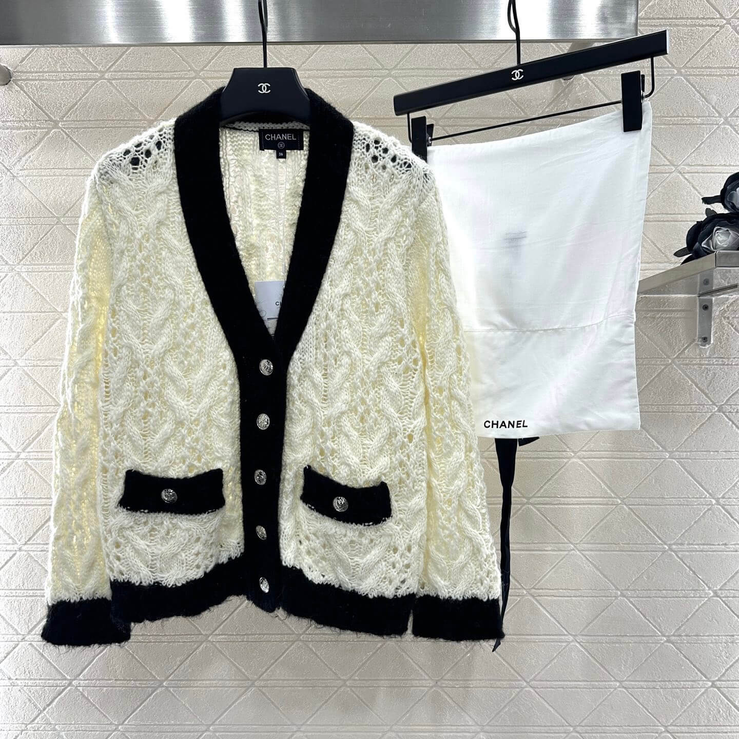 Classic Color-Block Crochet Knit Cardigan