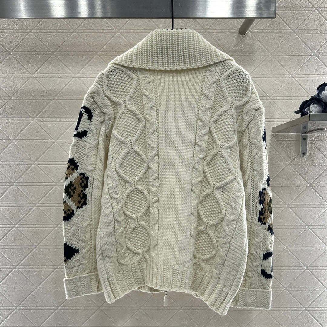 Classic Zipper Crochet Knit Coat