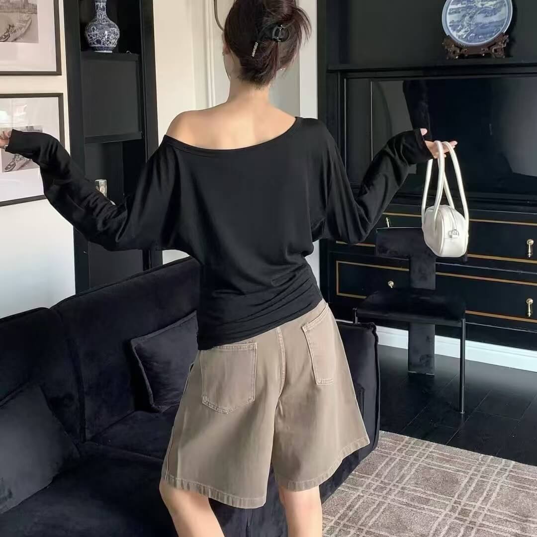 Casual Off-Shoulder Sun Protection Long Sleeve