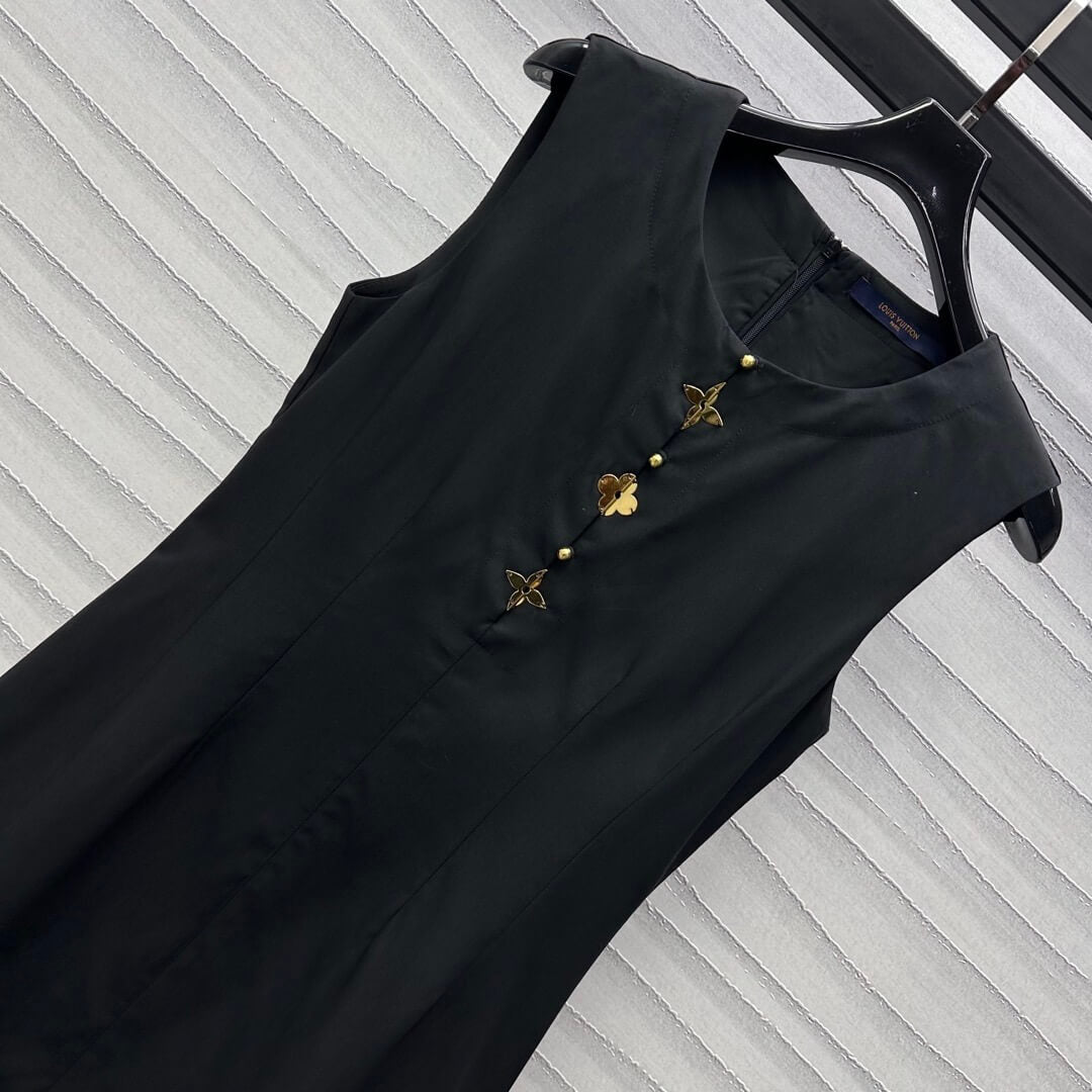 Metal Four-Leaf Clover Embellished Vest Dress