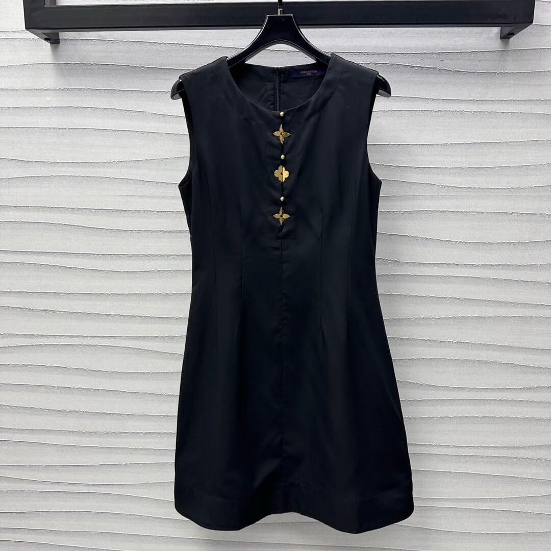 Metal Four-Leaf Clover Embellished Vest Dress