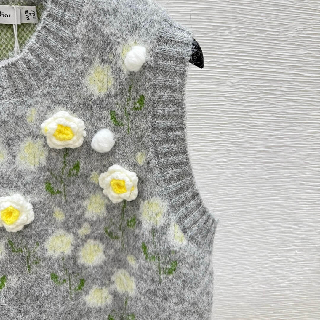 Vintage 3D Floral Knit Vest