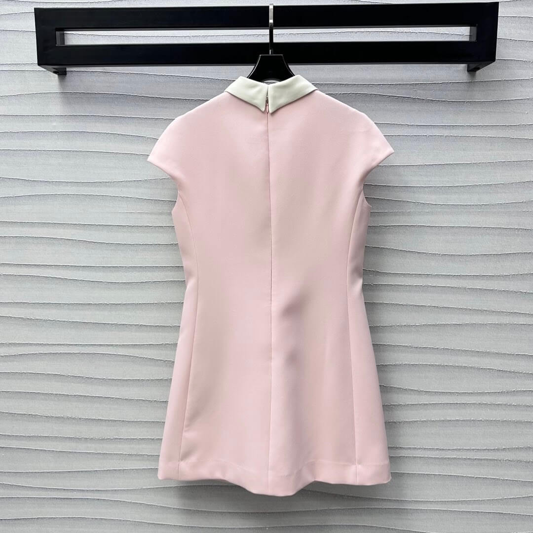 Elegant Collar Diamond-Embellished Bow Dress