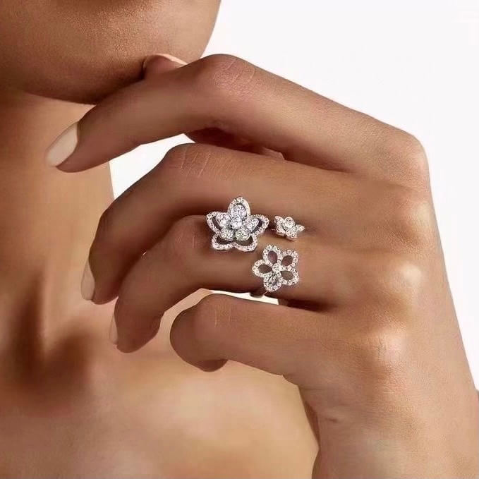 Three-Flower Adjustable Ring