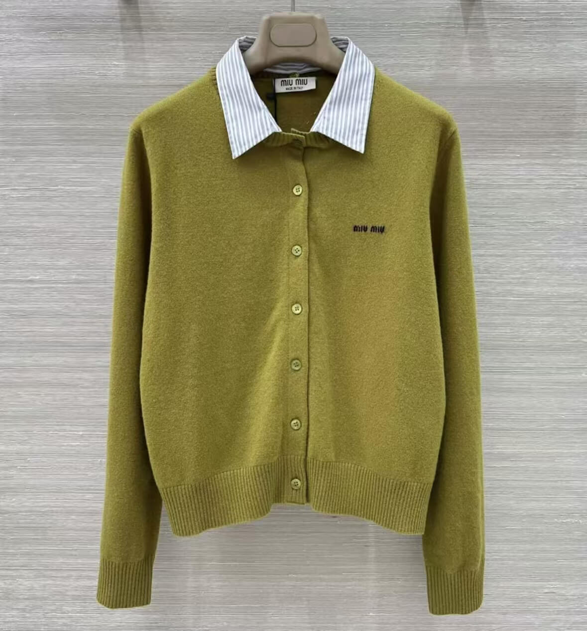 Classic Detachable Striped Collar Button-Up Cardigan