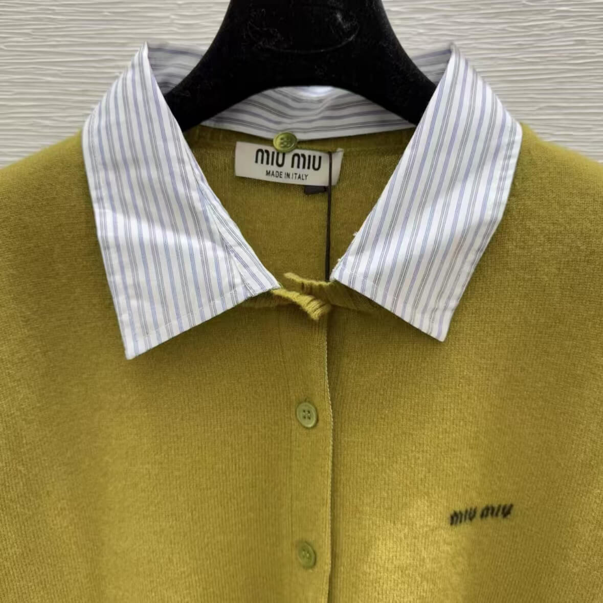 Classic Detachable Striped Collar Button-Up Cardigan