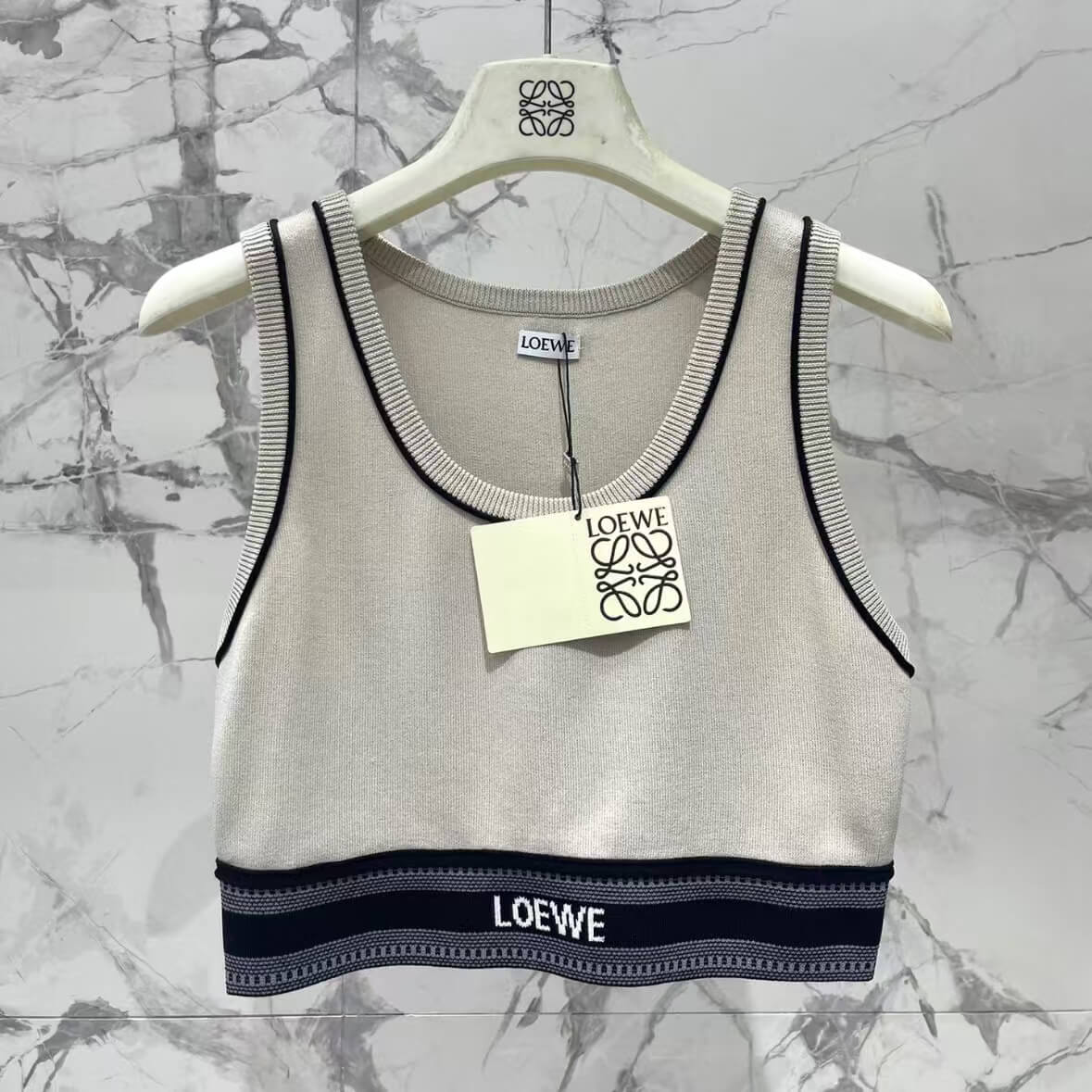 Cropped Letter Jacquard Elastic Waist Vest