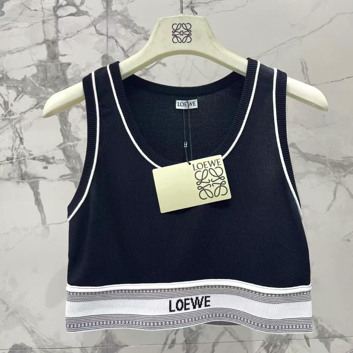 Cropped Letter Jacquard Elastic Waist Vest