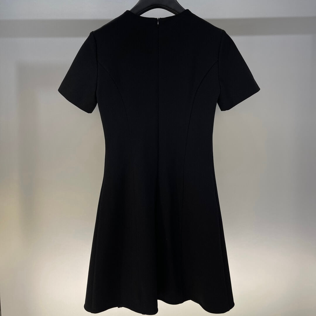 Triple Row Metal Button Short Sleeve Dress