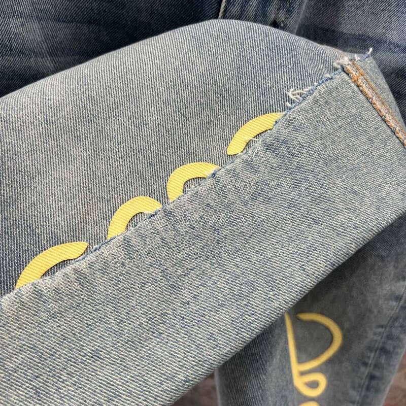 Minimalist Print Denim Mid-Length Shorts