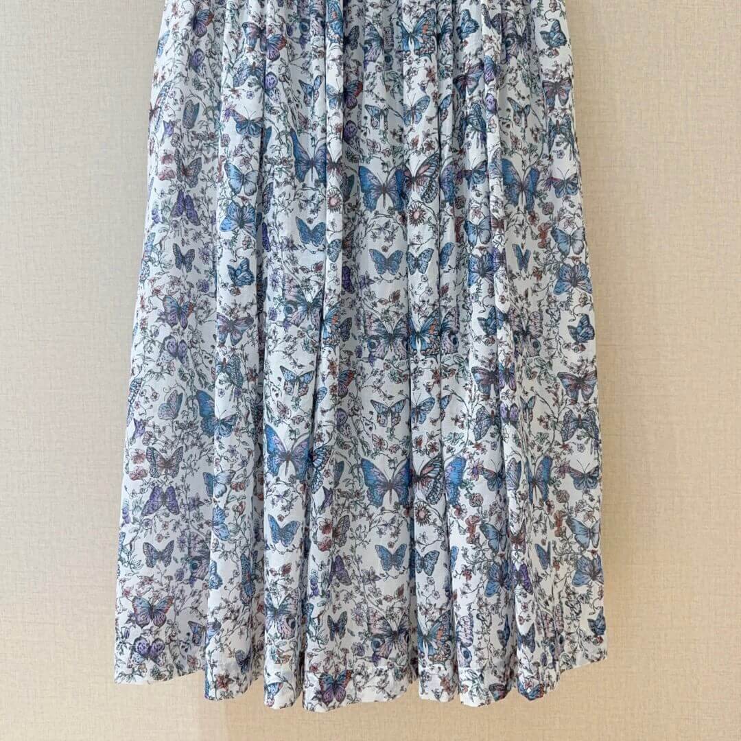 Classic Pleated Butterfly Print Skirt