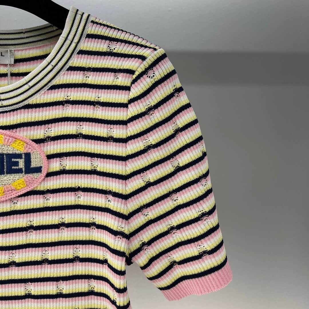 Letter Embroidered Colorful T-Shirt