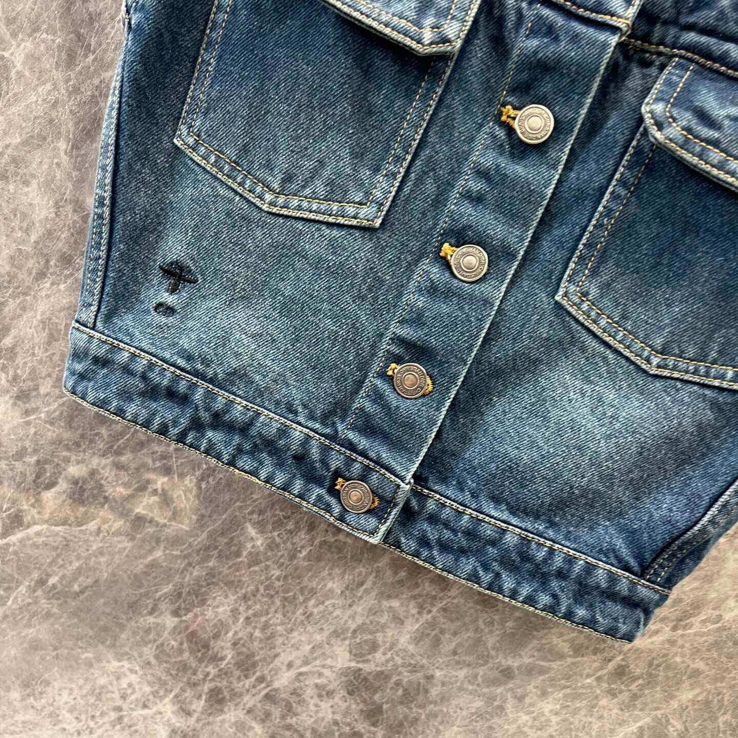 One-Shoulder Cropped Denim Top