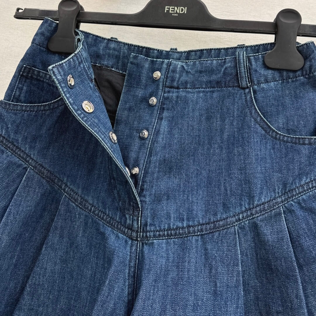 Low-Rise Button-Fly Denim Skort