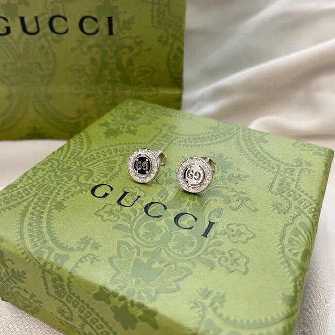 Classic Round Letter Diamond Stud Earrings