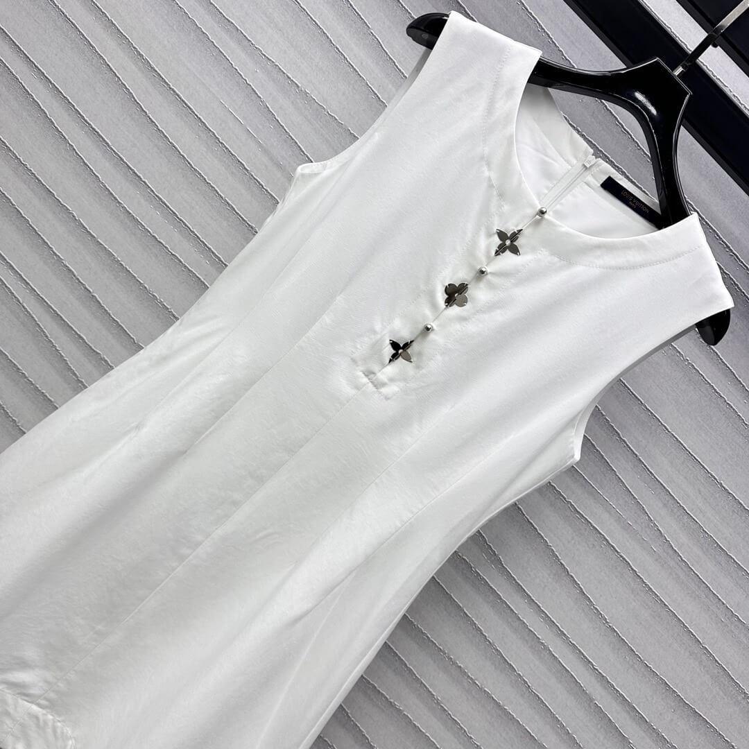 Metal Four-Leaf Clover Embellished Vest Dress