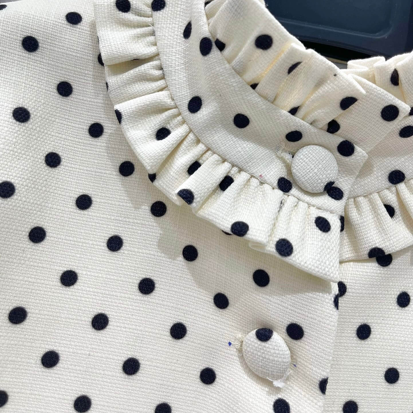 Ruffle Button Polka Dot Crop Jacket