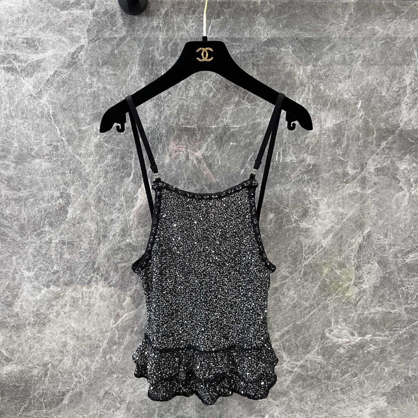Trendy & Sexy Lace Trim Sequin Camisole