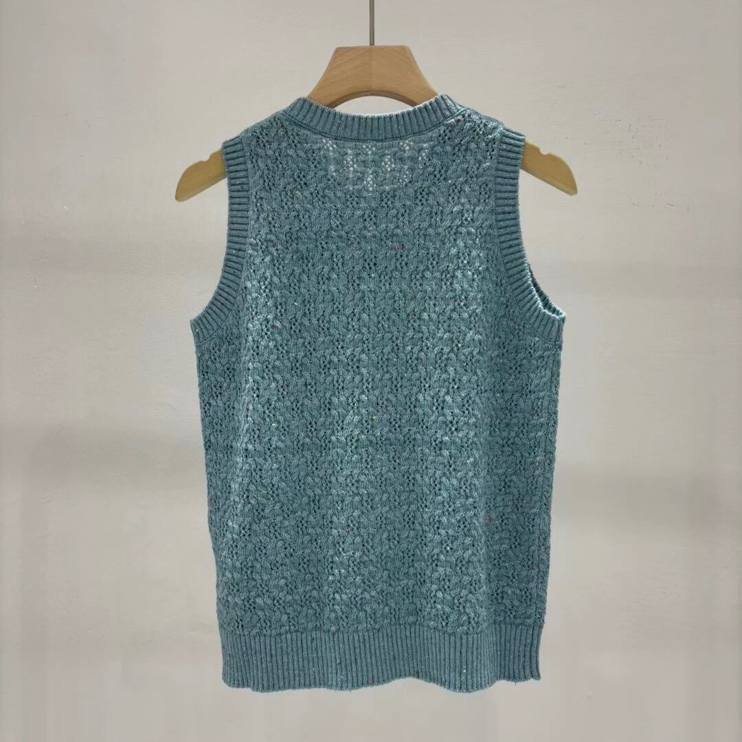 Minimalist Crewneck Lace-Knit Sleeveless Top