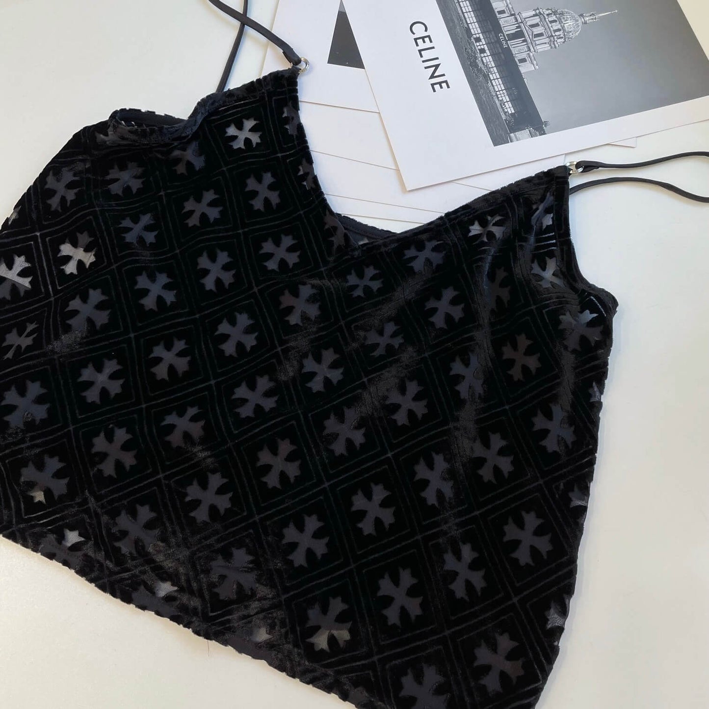 Velvet Cross Cut-Out Camisole Vest