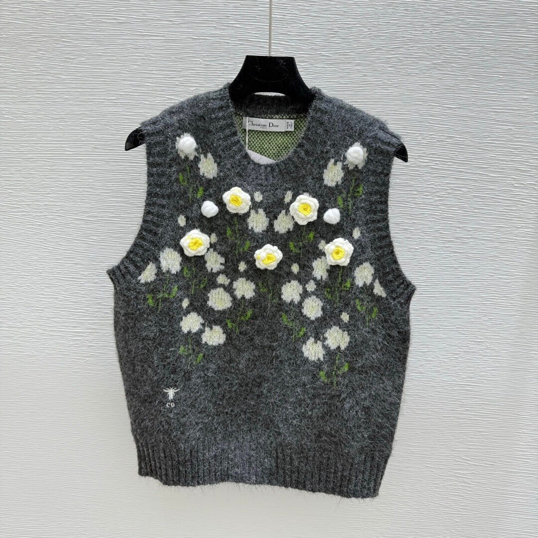 Vintage 3D Floral Knit Vest