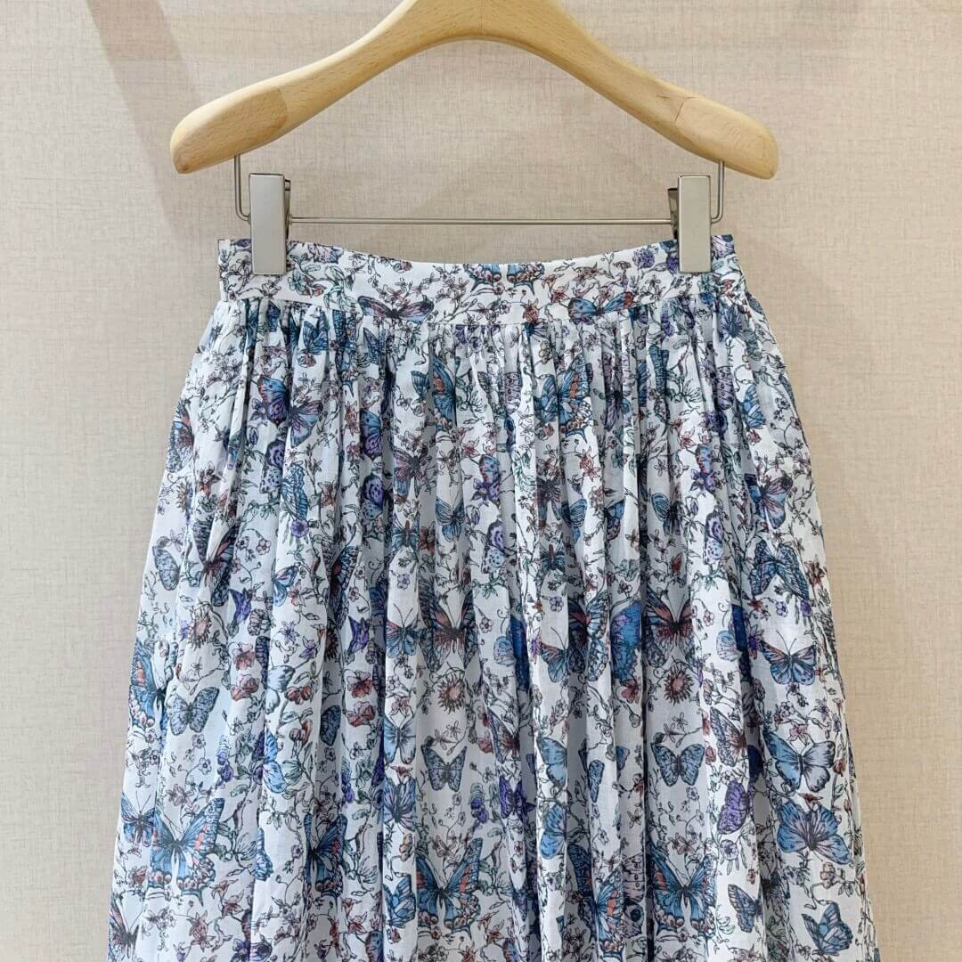 Classic Pleated Butterfly Print Skirt