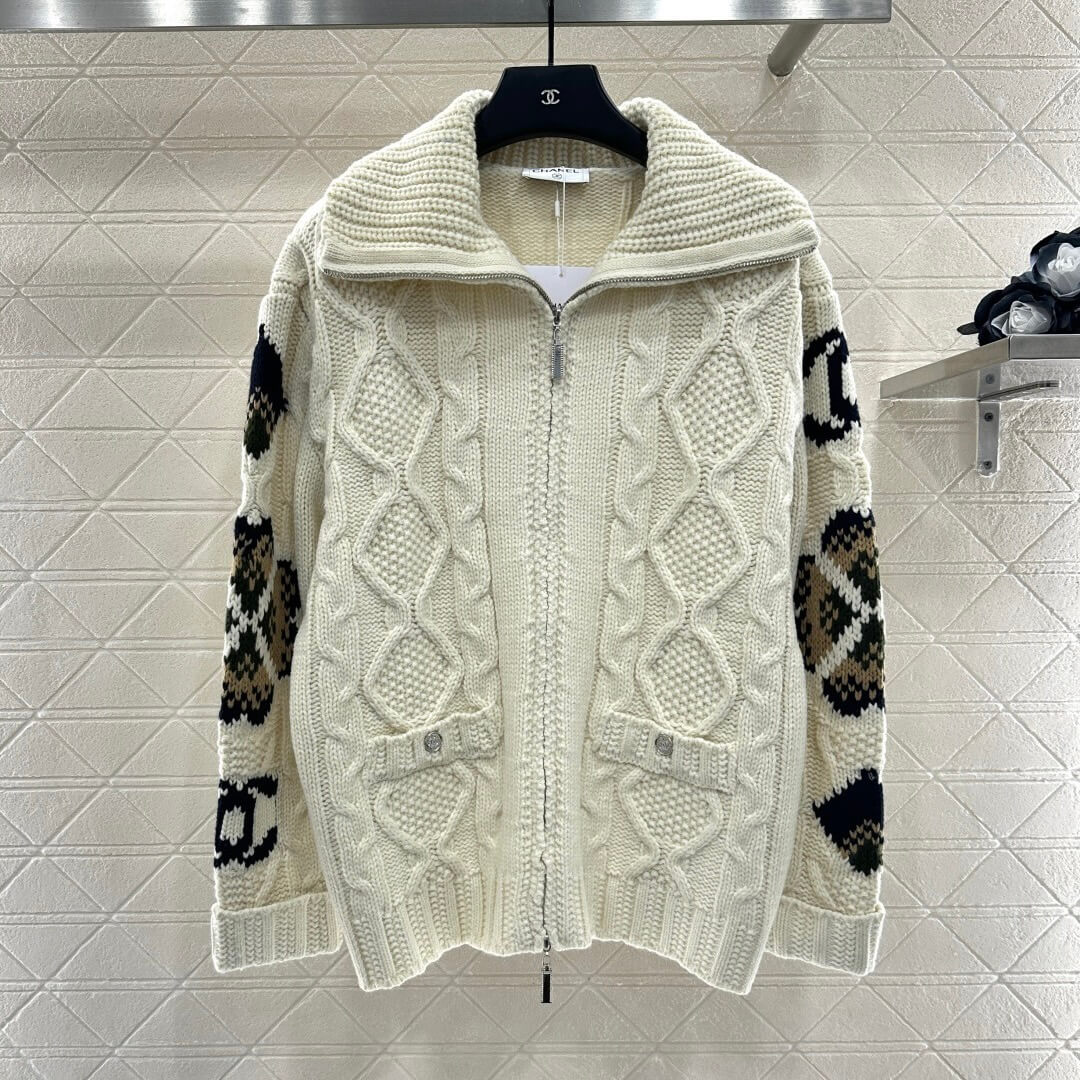 Classic Zipper Crochet Knit Coat