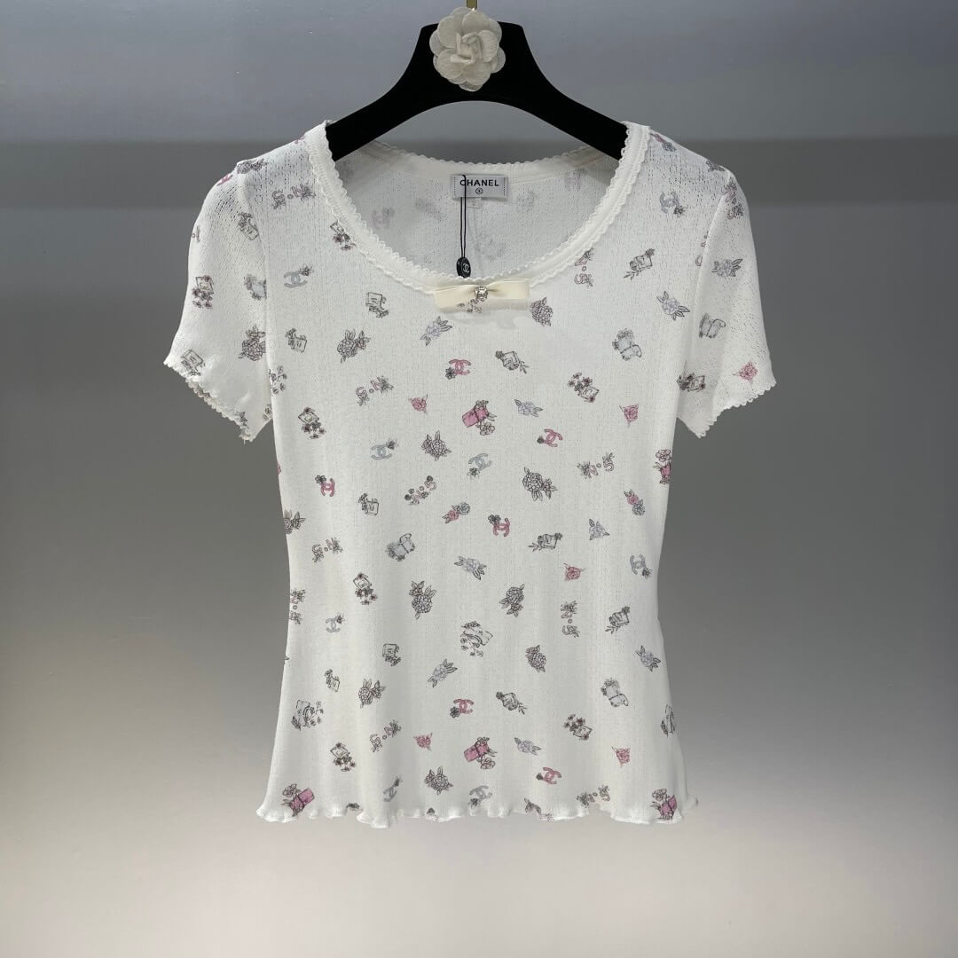 Vintage Small Floral Bow-Tie T-Shirt