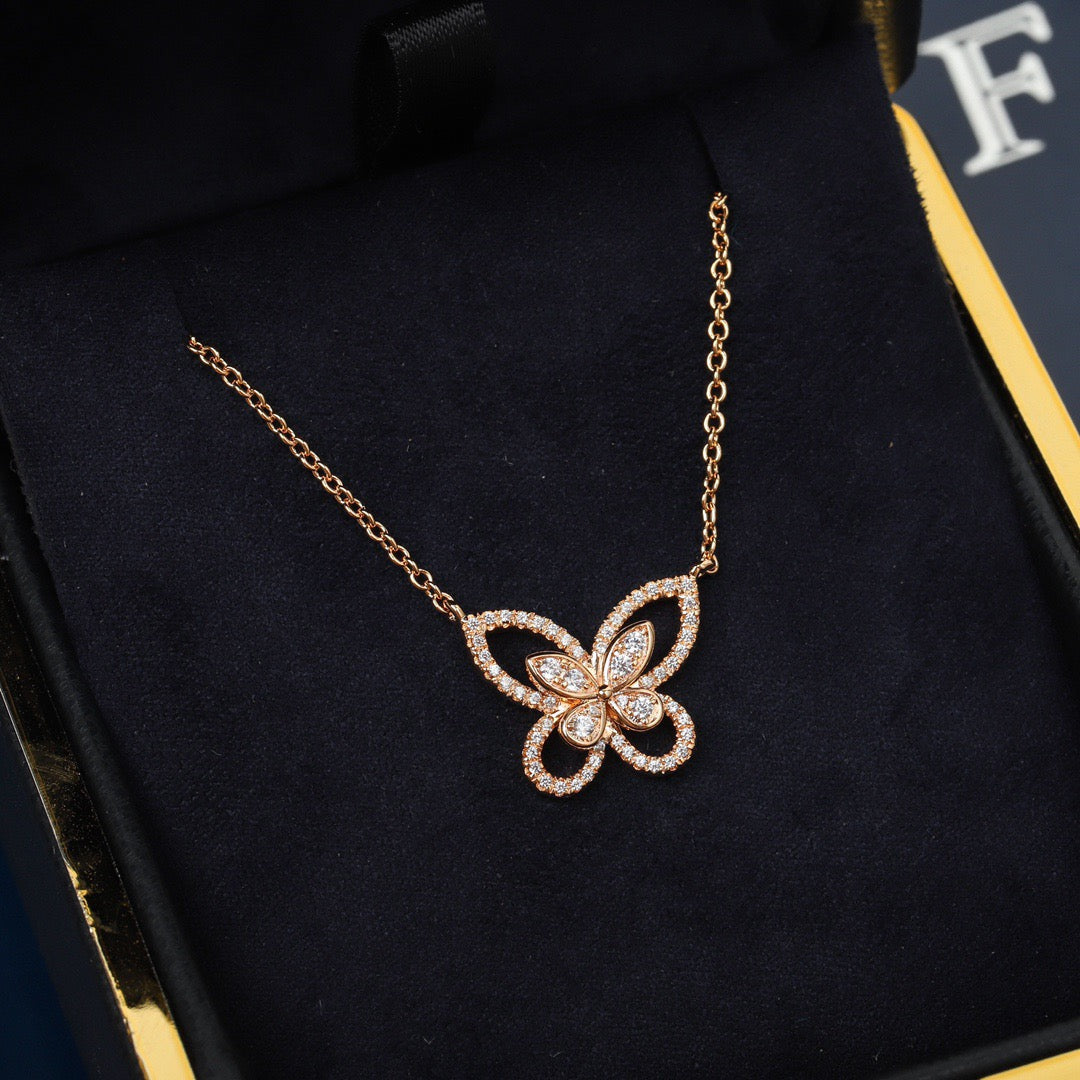 Elegant Diamond Butterfly Necklace