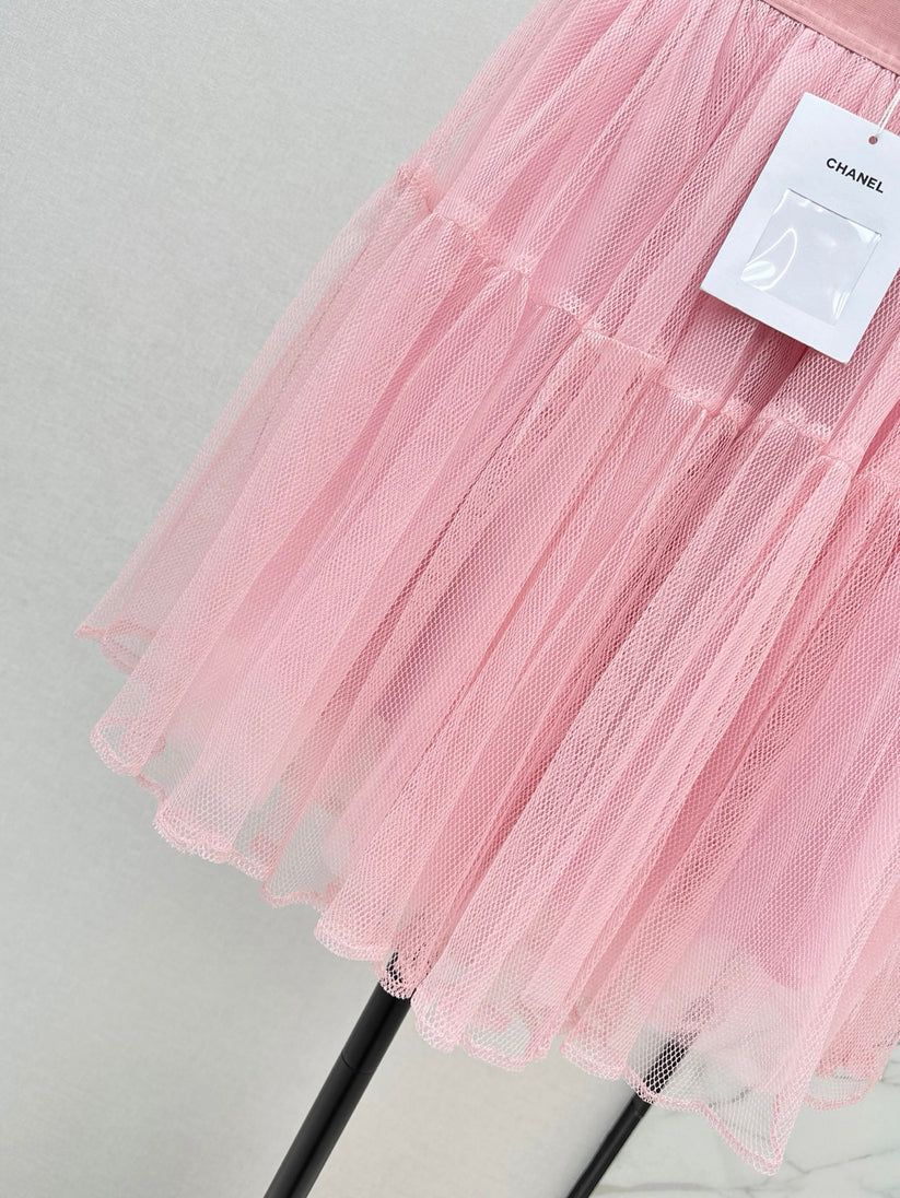 Side-Decorated Tulle Fluffy Mini Skirt